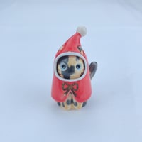 Image 1 of Santa coat tortie cat ceramic figurine