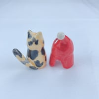 Image 5 of Santa coat tortie cat ceramic figurine