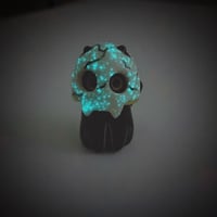 Image 6 of Glow in dark Zombie skull mask black cat ceramic figurine (discount price)