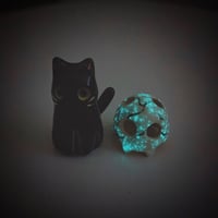 Image 7 of Glow in dark Zombie skull mask black cat ceramic figurine (discount price)