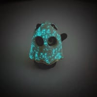 Image 6 of Glow in dark Black kitty With Ghost Mask Ceramic Figurine 