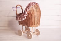 Image 2 of Wicker pram natural pink bedding