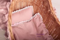 Image 4 of Wicker pram natural pink bedding