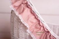 Image 6 of Wicker pram white pink bedding