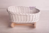 Image 5 of Wicker cradle white pink bedding