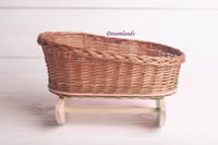 Image 4 of Wicker cradle natural pink bedding