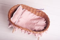 Image 3 of Wicker cradle natural pink bedding