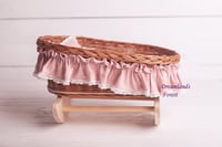 Image 5 of Wicker cradle natural pink bedding