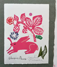 Image 2 of sleeping bunny, handmade relief print 