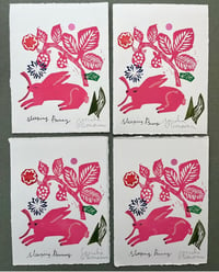 Image 3 of sleeping bunny, handmade relief print 