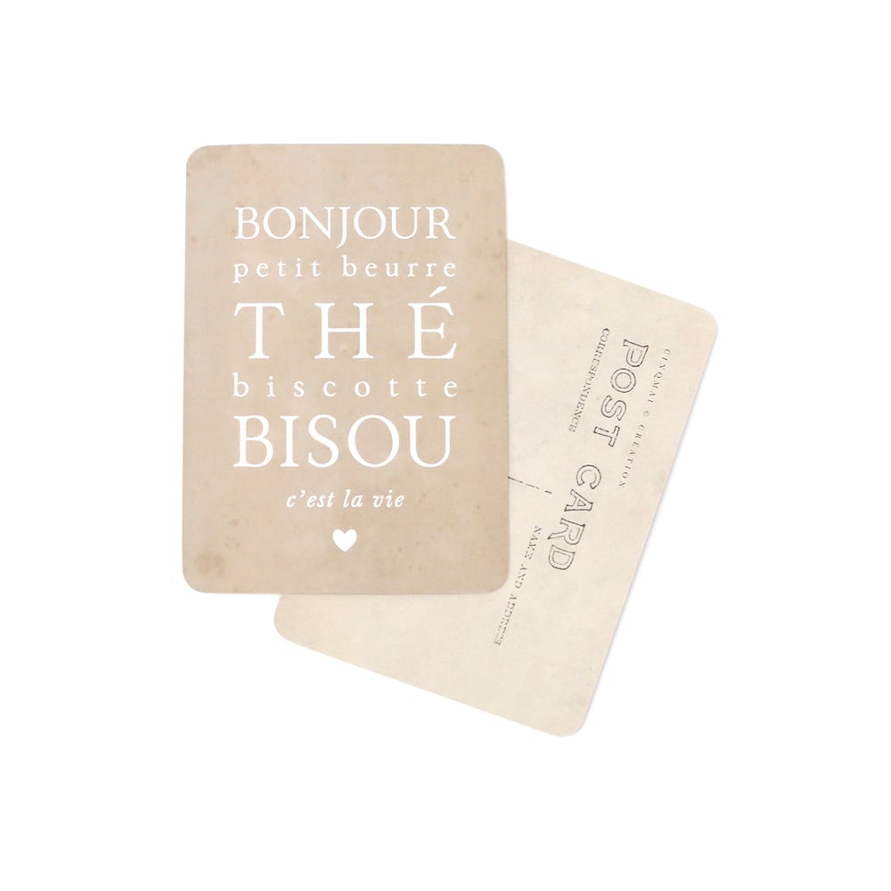 Image of Carte Postale BONJOUR PETITE BEURRE THÉ BISCOTTE BISOU