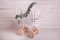 Image 2 of Wicker pram white salvia bedding