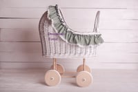 Image 1 of Wicker pram white salvia bedding