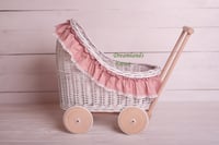 Image 8 of Wicker pram white pink bedding set
