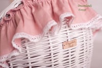 Image 6 of Wicker pram white pink bedding set