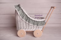 Image 1 of Wicker pram white salvia bedding set