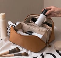 Image 2 of PU Leather Cosmetics Makeup bag pouch skincare partition storage waterproof for travel 