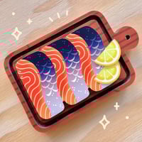 Salmon Fillets Layered Wooden Magnet