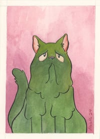 Green Watercolor Cat