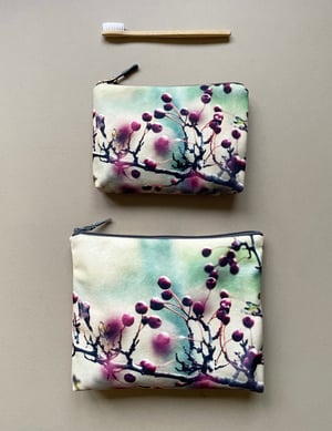 Image of Hawthorn berries, LARGE travel bag, make-up, toiletries zipper pouch