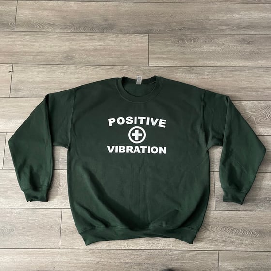 Image of Positive Vibration Logo Forest Green Crewneck Sweater