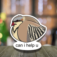 Image 1 of Moody Bird Sticker | Chubby Chukar with a Sassy 'Can I Help You' 