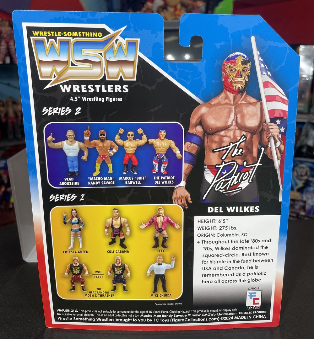 **IN STOCK** DEL WILKES THE PATRIOT RETRO WRESTLE-SOMETHING WRESTLERS SERIES 2 FIGURE