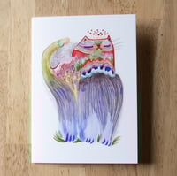 Image 1 of Blue Forest Cat Greeting Card