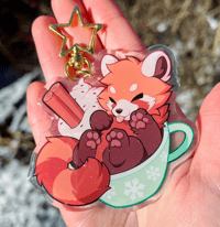 Image 1 of Red Panda Cocoa (Double-Sided 3" Keychain)