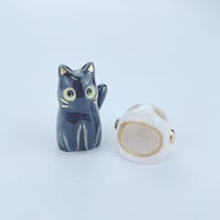 Image 3 of Black cat with astronaut helmet ceramic figurine (helmet cover version)