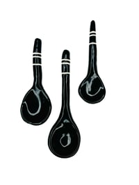 Image 2 of Black with White Stripes Ceramic Teaspoon