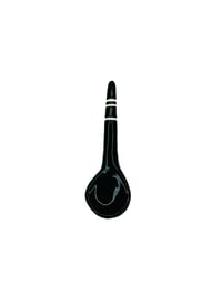 Image 1 of Black with White Stripes Ceramic Teaspoon