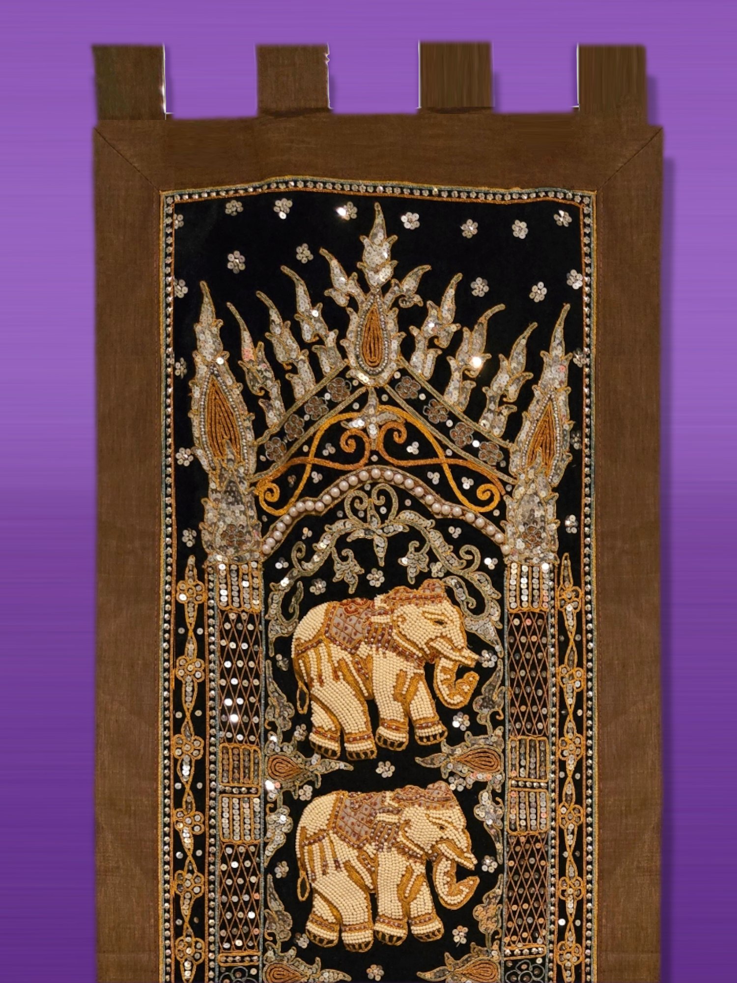 Image of Gewa Elephant Embellished Kalaga Tapestry Wall Decor