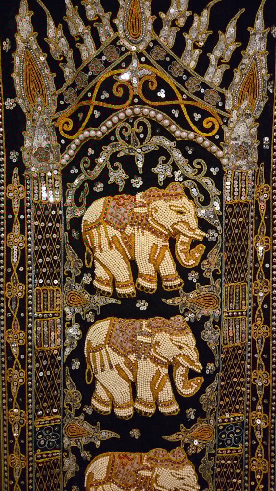 Image of Gewa Elephant Embellished Kalaga Tapestry Wall Decor
