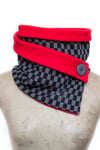 Cuello bufanda cuadros rojo