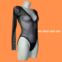 Image 1 of The HEDDY bodysuit in black power mesh