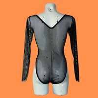 Image 3 of The HEDDY bodysuit in black power mesh