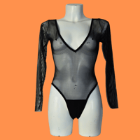 Image 4 of The HEDDY bodysuit in black power mesh