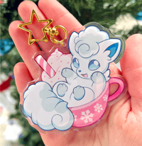 Image 1 of Alolan Vulpix Cocoa (Double-Sided 3" Keychain)