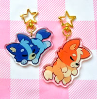 Image 1 of Sleepy Bluey and Bingo (Double-Sided 2.5" Keychains)