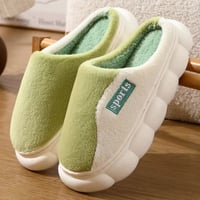 Image 1 of Men’s Warm Plush Thick Bottom Anti-Slip Indoor Cotton Slippers