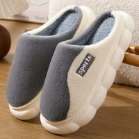 Image 4 of Men’s Warm Plush Thick Bottom Anti-Slip Indoor Cotton Slippers