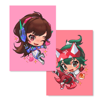 Image 4 of Dva and Kiriko Chibi Keychains, Stickers and Mini Art Prints