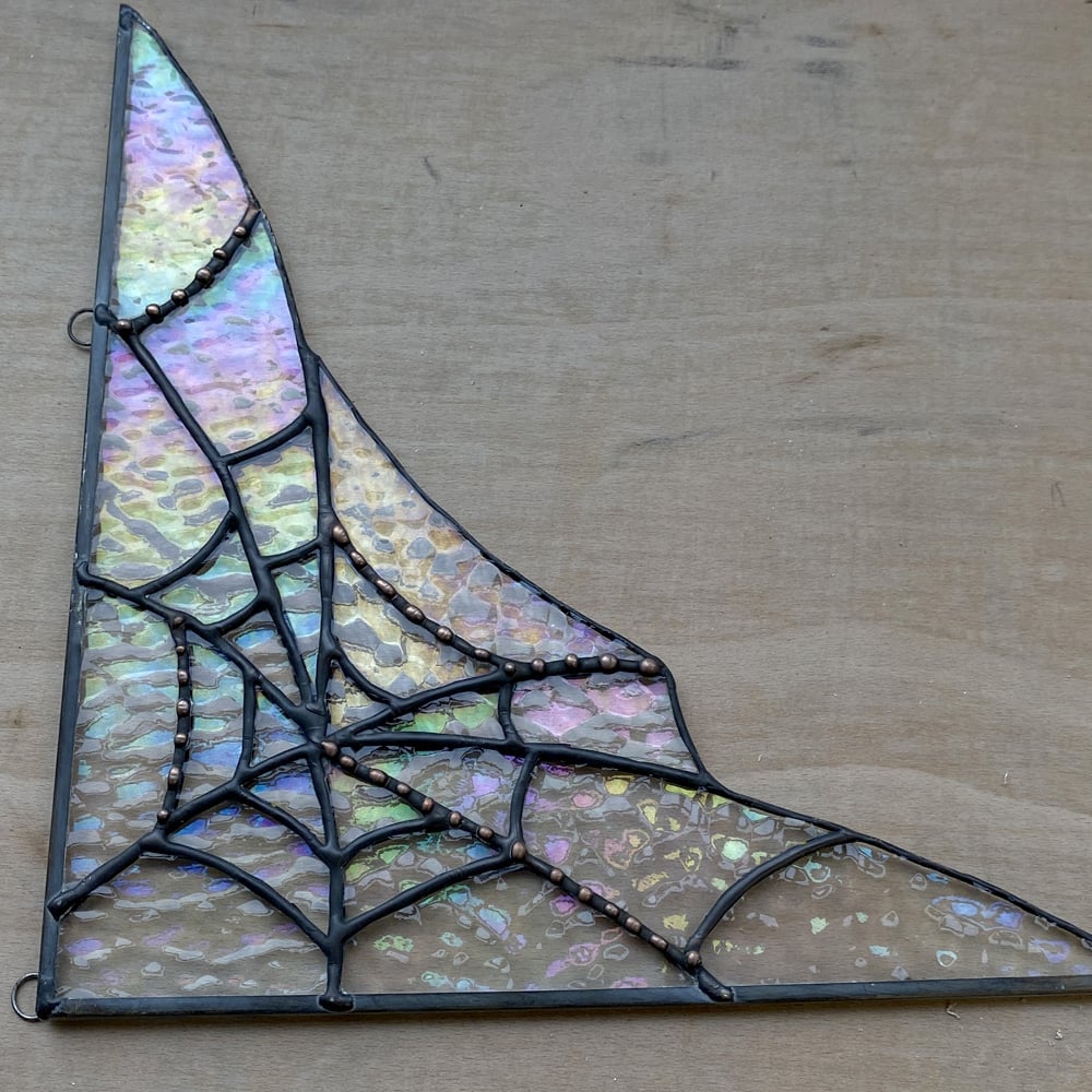 Stained Glass Cobweb in Textured Iridescent Clear Glass