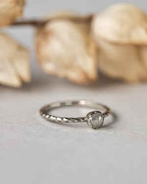 Image of *SALE - was £1650* 18ct White gold, Milky pale grey diamond faceted ring (LON214)