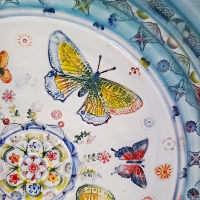 Large Porcelain Mandala Butterfly Bowl
