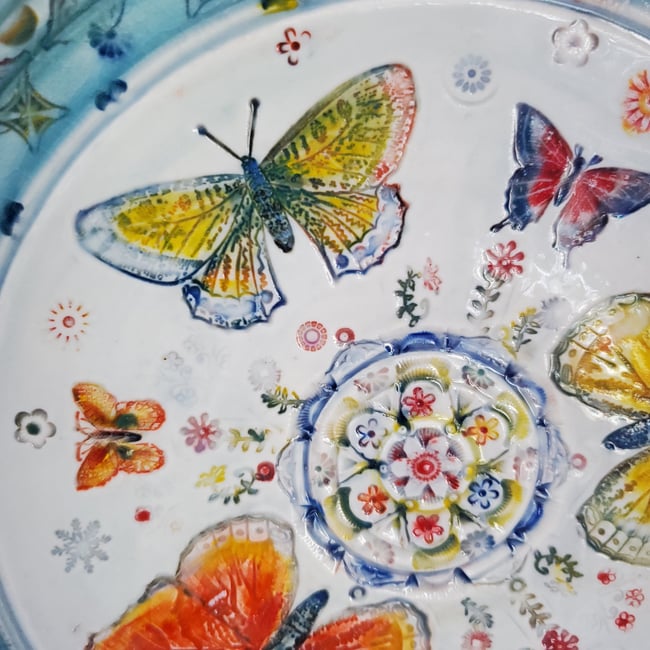 Large Porcelain Mandala Butterfly Bowl