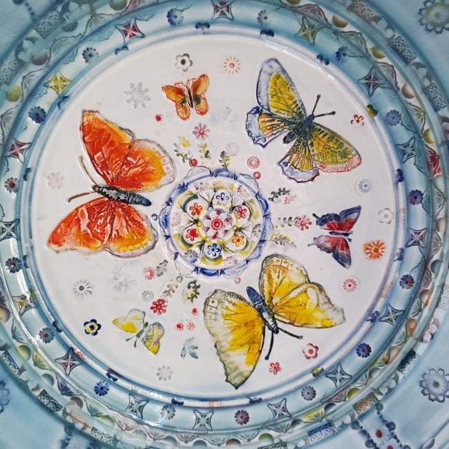 Large Porcelain Mandala Butterfly Bowl