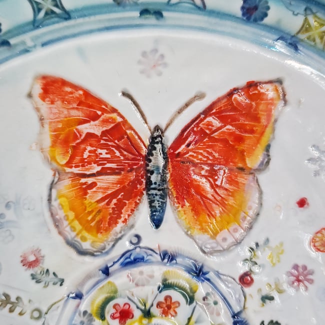 Large Porcelain Mandala Butterfly Bowl