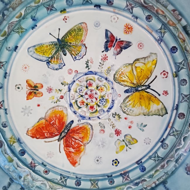 Large Porcelain Mandala Butterfly Bowl